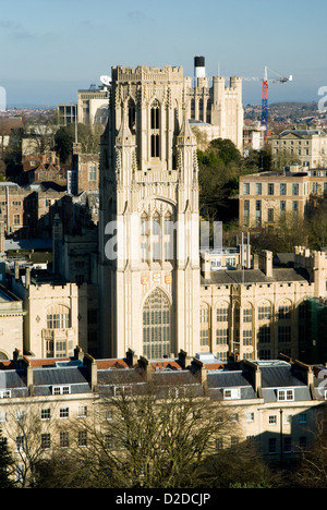 bristol skyline and wills memorial tower from the top of the cabot tower brandon hill bristol england Stock Photo