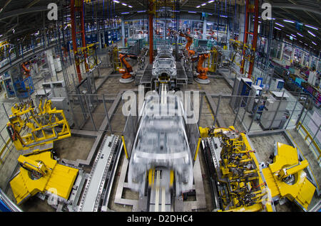 View on the production hall of the BMW factory in Regensburg on 7 March 2012. Due to a sales record in 2011, the profit of the Bavarian automobile producer also rised in unknown hights. Stock Photo