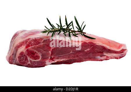 Raw Joint Of British Half Shoulder Of lamb With Rosemary Stock Photo