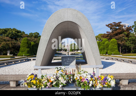 Japan, Kyushu, Hiroshima, Peace Memorial Park, Cenotaph for the A-Bomb Victims Stock Photo