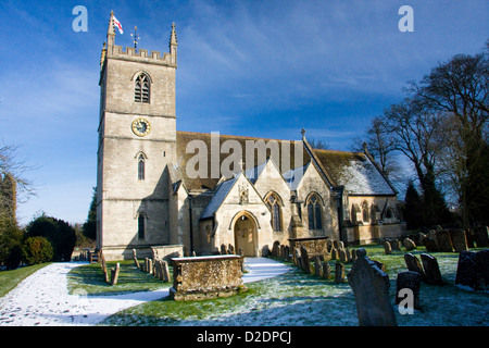 Bladon parish church, Oxfordshire, England. Sir Winston Churchill is buried in the churchyard. Stock Photo