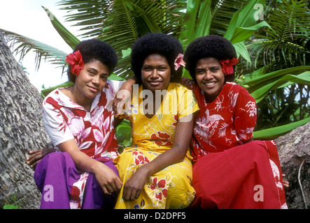 Portrait of a Melanesian woman Qamea Island Fiji Pacific Stock Photo