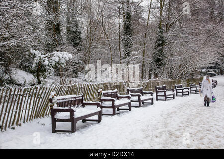 London, UK. 21st January 2013. Waterlow Park, North London, covered in snow, as the freezing temperatures continue across the South East Stock Photo