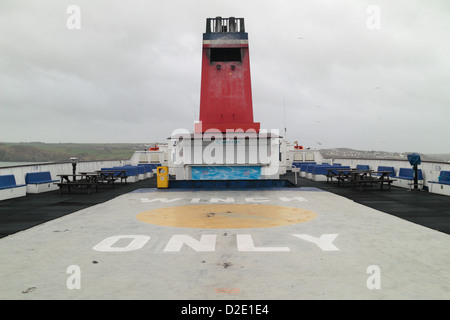 The winch only helicopter deck on the Stena Europe car ferry, on the Irish Sea. Stock Photo