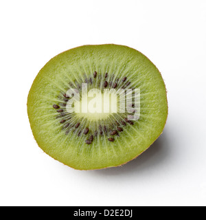 Kiwifruit, Actinidia deliciosoa, sliced open showing the seeds Stock Photo