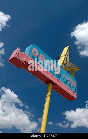 DRIVE IN MOVIE THEATER SIGN Stock Photo