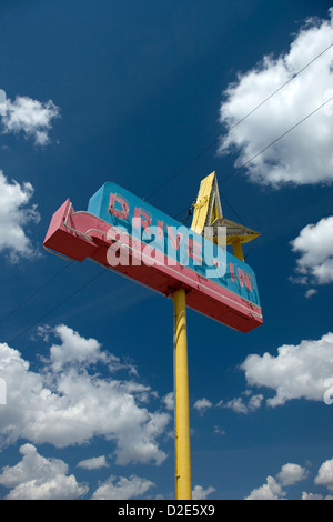 DRIVE IN MOVIE THEATER SIGN Stock Photo