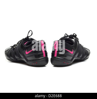 One pair of women's black leather Nike fitness shoes Stock Photo
