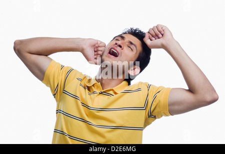 Close-up of a man suffering from a neckache Stock Photo