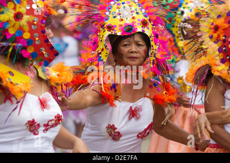 female street dancer, Ati-Atihan festival 2013,Kalibo,Aklan,Philippines Stock Photo