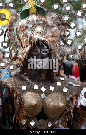 Portrait,street dancer Ati-Atihan festival 2013,Kalibo,Aklan,Philippines Stock Photo