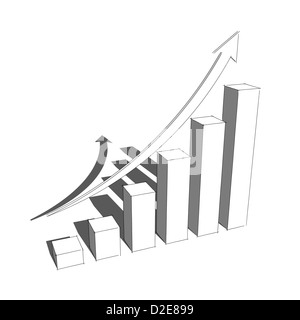 sketch of a bars graph, with an arrow going up Stock Photo