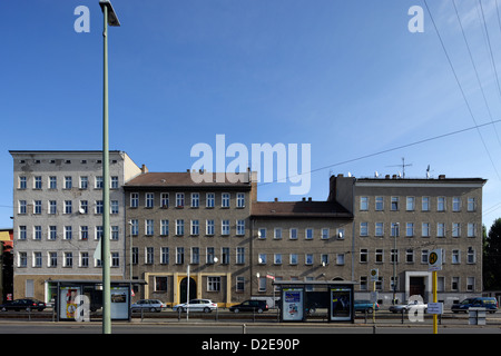 Berlin, Germany, unrenovated buildings on the main street in Berlin-Rummelsburg Stock Photo