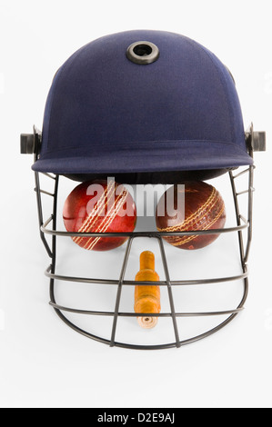 Cricket equipment forming a human face Stock Photo