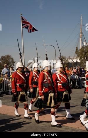 The Grand Parade of Clans at the Scotsfest Scottish Festival and clan gathering at the Queen Mary in Long Beach, CA Stock Photo