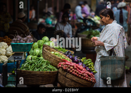 Vegetable market, Ahmedabad, Gujarat, India Stock Photo