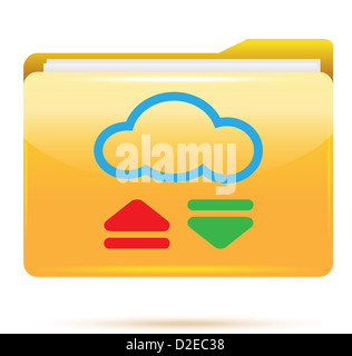 Cloud Computing with Yellow Folder, This is a 3d Rendered Computer ...
