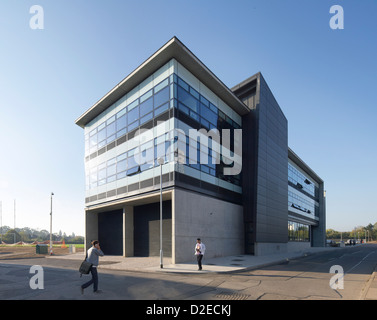 Loughborough Design School, Loughborough, United Kingdom. Architect: Burwell Deakins Architects, 2011. Corner elevation from cam Stock Photo