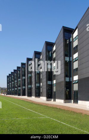 Loughborough Design School, Loughborough, United Kingdom. Architect: Burwell Deakins Architects, 2011. Jagged exterior facade wi Stock Photo