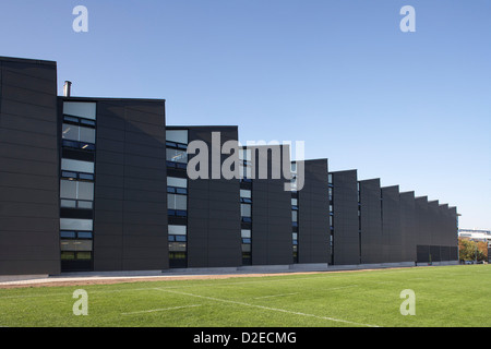 Loughborough Design School, Loughborough, United Kingdom. Architect: Burwell Deakins Architects, 2011. Jagged exterior facade wi Stock Photo