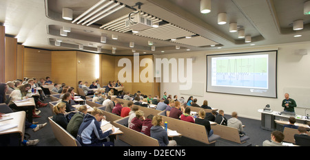 Loughborough Design School, Loughborough, United Kingdom. Architect: Burwell Deakins Architects, 2011. Panorama of lecture theat Stock Photo