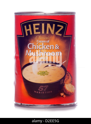 Heinz cream of chicken and mushroom soup can cutout Stock Photo