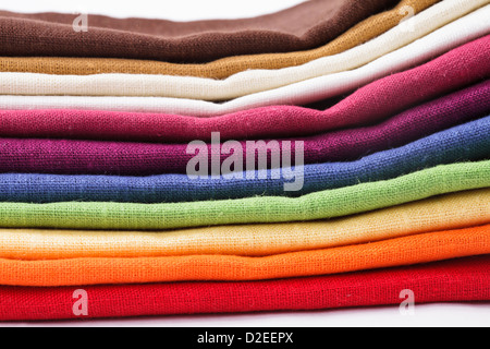 Colourful flax texrile heap for a tableware Stock Photo