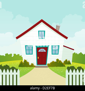 Animation Spring Whit Home Illustration of a cartoon house in spring or summer season, with ...