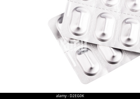 Packs of pills close up Stock Photo