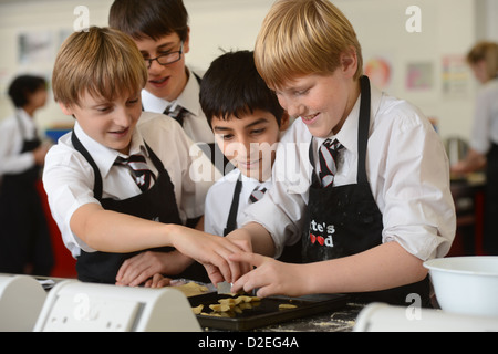 Group of boys during a food Science lesson at Pates Grammar School in Cheltenham, Gloucestershire Stock Photo