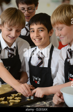 Group of boys during a food Science lesson at Pates Grammar School in Cheltenham, Gloucestershire Stock Photo