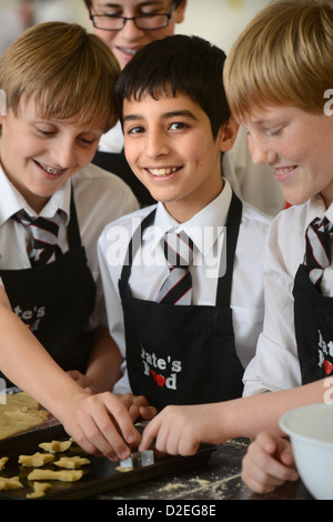 Group of boys during a food Science lesson at Pates Grammar School in Cheltenham, Gloucestershire Stock Photo