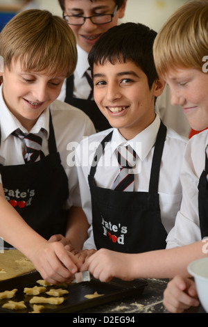 Group of boys during a food Science lesson at Pates Grammar School in Cheltenham, Gloucestershire Stock Photo