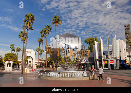 Universal Globe at the entrance to Universal Studios Hollywood, Universal City, Los Angeles, California, USA Stock Photo