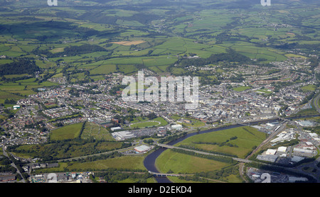 Carmarthen South Wales, UK, from the air Stock Photo