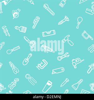 A repeatable background tile featuring lots of hardware and tool icons Stock Photo