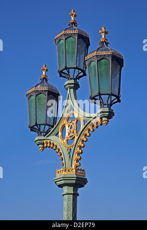 London, Westminster   An ornate lamp standard on Westminster Bridge Stock Photo