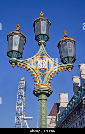 London, Westminster   An ornate lamp standard on Westminster Bridge Stock Photo