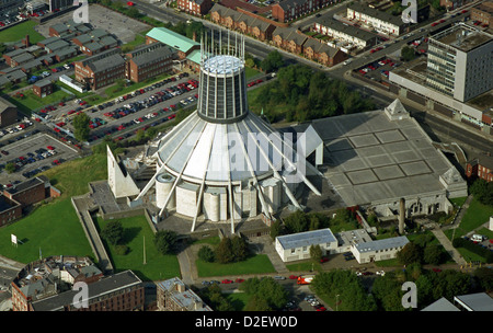 aerial view of the Catholic Metropolitan Cathedral of Christ the King, Liverpool Stock Photo