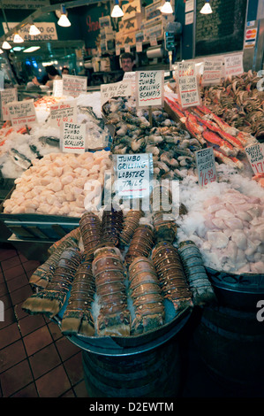 Fresh Seafood on sale at the Famous Pike Place Fish Market, Seattle Stock Photo