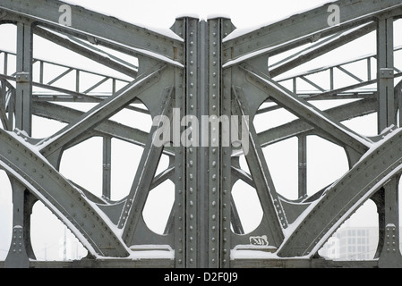 Metal Girders on a Bridge Stock Photo