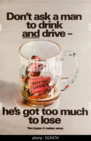 Road Safety, 1960s, ROSPA anti drunk driving poster, dont ask a man to drink and drive Stock Photo