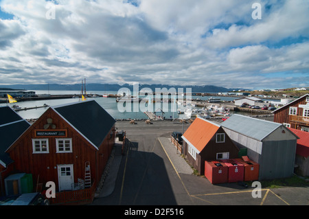downtown Husavik, the whale watching capital of Iceland Stock Photo