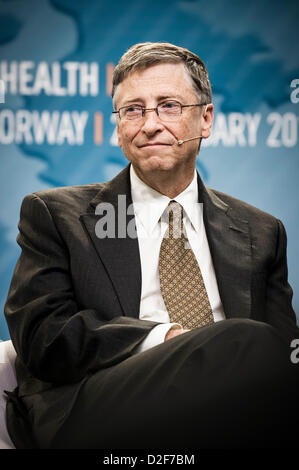 Oslo, Norway. 22nd January 2013. Bill Gates during discussion about international health with Norwegian PM Jens Stoltenberg at Astrup Fearnley Museum in Oslo. Stock Photo
