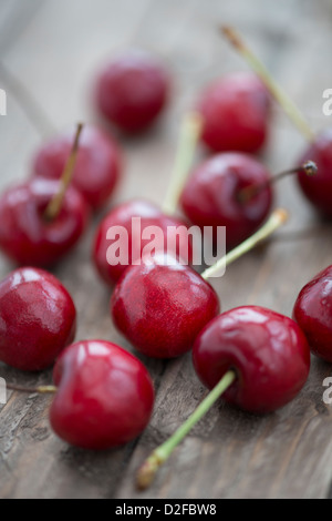 Cherries on a wooden table. Stock Photo