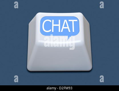 Isolated computer key with the word Chat in a speech bubble Stock Photo