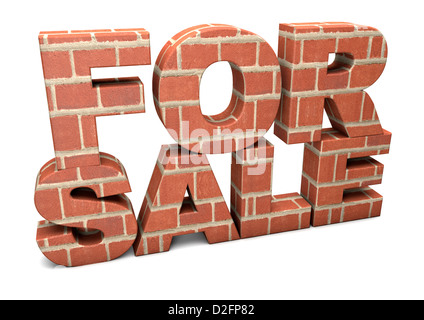 FOR SALE - made from bricks isolated on a white background. Stock Photo