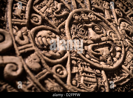 Aztec Mayan Calendar angle detail Stock Photo