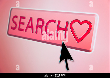 Online dating / love and romance concept - cursor over the word 'search' Stock Photo