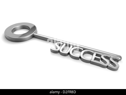 Success - Silver key with the word Success - Concept image Stock Photo